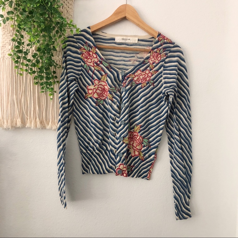 SPARROW Floral Striped ‘Blushing Bouquet’ Cardigan